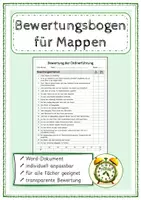 Vorschau - Anderer Materialtyp - Bewertungsbogen für Mappen (individuell anpassbar) - Deckblatt