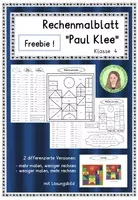 Vorschau - Arbeitsblätter - Rechenmalblatt "Paul Klee", Freebie "Künstler" Klasse 4 - Deckblatt