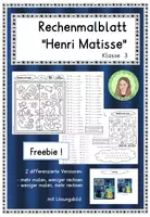 Vorschau - Arbeitsblätter - Rechenmalblatt "Henri Matisse", Freebie "Künstler“ Klasse 3 - Deckblatt