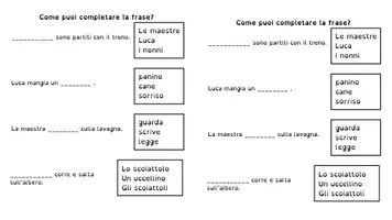 anteprima - Compiti in classe/Test - Esercizi di avvio alla costruzione della frase - Pagina 1