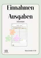 Vorschau - Arbeitsblätter - Einnahmen - Ausgaben - Deckblatt