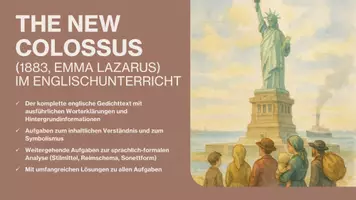 Vorschau - Arbeitsblätter - "The New Colossus" (1883, Emma Lazarus) im Englischunterricht - Deckblatt