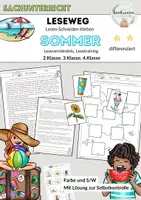 Vorschau - Arbeitsblätter - Sommer Lesetext als Leseweg oder Hörweg Klasse 2, Klasse 3, Klasse 4, DaZ - Deckblatt