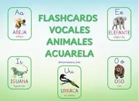 Vista previa - Decoración del aula - FLASHCARDS VOCALES ANIMALES ACUARELA @mamaestra_mar - Portada