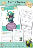 Vorschau - Arbeitsblätter - Briefe schreiben mit Monster - Deckblatt