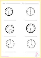 Vista previa - Hojas de trabajo - La hora en inglés: "O’clock" y "Half Past" – Póster + fichas imprimibles con soluciones - página 2