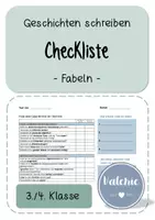 Vorschau - Arbeitsblätter - Checkliste Fabeln schreiben, überarbeiten und einschätzen (3./4. Klasse) - Deckblatt