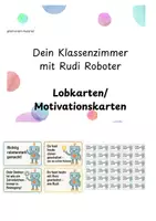 Vorschau - Bildkarten - Motivationssprüche, Lobkarten mit Rudi Roboter - Deckblatt