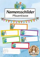 Vorschau - Anderer Materialtyp - Namensschilder Klassentier Pfau / Pfauklasse - Deckblatt