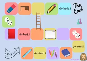 Vista previa - Hojas de trabajo - Ladder Game – Pack de 5 tableros ( animales y comida en ingles) - página 1
