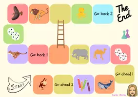 Vista previa - Hojas de trabajo - Ladder Game – Pack de 5 tableros ( animales y comida en ingles) - página 2