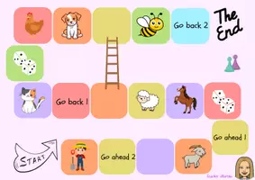Vista previa - Hojas de trabajo - Ladder Game – Pack de 5 tableros ( animales y comida en ingles) - página 3