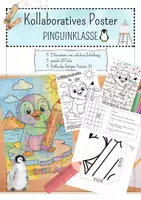 Vorschau - Mal- und Bastelvorlagen - Kunstprojekt Pinguinklasse - Kollaboratives Klassenposter - Deckblatt