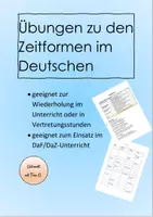 Vorschau - Arbeitsblätter - Übungen zu den Zeitformen im Deutschen - Deckblatt