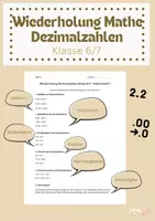Vorschau - Arbeitsblätter - Wiederholung Mathe Dezimalzahlen Klasse 6/7 - Deckblatt