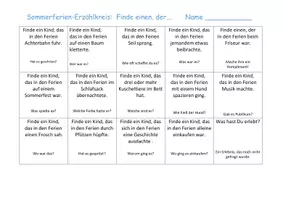Vorschau - Arbeitsblätter - Finde einen - Sommerferienerzählkreis - Seite 1