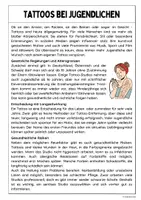 Vorschau - Arbeitsblätter - Tattoos bei Jugendlichen (Verfassen einer Stellungnahme) - Seite 1