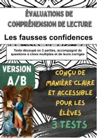 Aperçu - Tests - 📘 3 évaluations de lecture sur « Les fausses confidences » de Marivaux (versions A/B) – pour un contrôle ciblé acte par acte en classe - Page de couverture