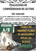 Aperçu - Tests - 📘 Évaluations de lecture sur « Un secret » de Philippe Grimbert (versions A/B) – pour un contrôle ciblé partie par partie en classe - Page de couverture