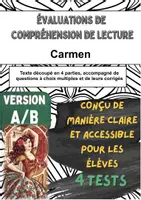 Aperçu - Tests - 📘 Évaluations de lecture sur « Carmen » de Prosper Mérimée (versions A/B) – pour un contrôle ciblé partie par partie en classe - Page de couverture