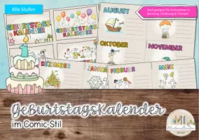 Vorschau - Bildkarten - Geburtstagskalender: Comic-Stil - Seite 1