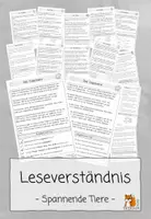 Vorschau - Arbeitsblätter - Leseverständnis | Spannende Tiere | Differenzierte Aufgaben - Deckblatt