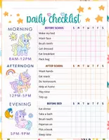 Aperçu - Apprentissages en autonomie - Kid’s Daily School Routine Checklist Chart – Unicorn Theme - Page 3