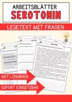 Vorschau - Arbeitsblätter - Serotonin Arbeitsblätter mit Fragen + Lösungen AB - Deckblatt