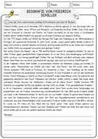 Vorschau - Arbeitsblätter - Biografie von Friedrich Schiller Arbeitsblätter mit Fragen + Lösungen AB - Seite 1