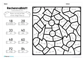 Vorschau - Arbeitsblätter - 8 Rechenmalblätter zum Herbst: Zahlenraum 100 - Seite 2