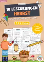 Vorschau - Arbeitsblätter - 10 Leseübungen zum Herbst (Lesen & Verstehen) - Deckblatt