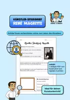 Vorschau - Arbeitsblätter - KUNST: Künstler-Steckbrief zu René Magritte - Deckblatt