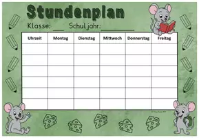 Vorschau - Anderer Materialtyp - Mäuseklasse Stundenplan (editierbar) Klassentier Maus - Seite 1