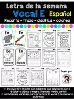 Vista previa - Manualidades / Dibujos para colorear - Letra de la Semana. Vocal E - Portada