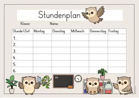 Vorschau - Poster - Stundenplan Eulenklasse Klassenraum (Blanko Vorlage) - Seite 2