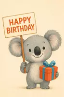 Vorschau - Bildkarten - Koala "Happy Birthday" Kärtchen - Deckblatt