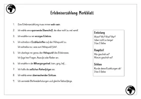 Vorschau - Arbeitsblätter - Erlebniserzählung Merkblatt - Seite 1