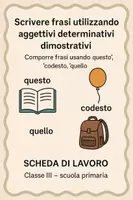 anteprima - Schede informative - Scrivere frasi utilizzando aggettivi determinativi dimostrativi - SL - Pagina di copertina