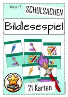 Vorschau - Spiele - Bildlesespiel Schulsachen Klasse 1 -Ich habe - Wer hat? - Deckblatt