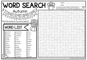 anteprima - Esercizi - XXL Word Search Puzzle (Fall) | Seasons Autunno Stagioni Inglese - Pagina 1