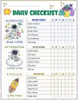 Aperçu - Apprentissages en autonomie - Kid’s Daily School Routine Checklist Chart – Space Theme - Page 3
