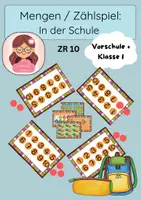 Vorschau - Bildkarten - Spiel zum Zählen / Mengen: ZR 10, In der Schule - Deckblatt