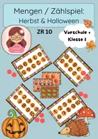 Vorschau - Bildkarten - Spiel zum Zählen / Mengen: ZR 10, Herbst & Halloween - Deckblatt