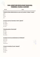 anteprima - Quiz - Quiz: Annotare regole base (maschile, femminile, plurale, elisione) - Pagina 1
