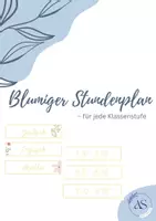 Vorschau - Poster - Blumiger Stundenplan fürs Klassenzimmer - Deckblatt
