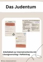 Vorschau - Arbeitsblätter - Judentum - Internetrecherche und Hefteintrag - Deckblatt
