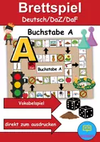 Vorschau - Spiele - Brettspiel Buchstabe A Wortschatzspiel Grundschule DaZ/DaF/Deutsch - Deckblatt