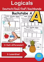 Vorschau - Spiele - Buchstabe A Leserätsel - Lesen, schneiden, kleben - DaZ/DaF, Deutsch, Sachunterricht - Deckblatt