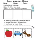 Vorschau - Spiele - Buchstabe A Leserätsel - Lesen, schneiden, kleben - DaZ/DaF, Deutsch, Sachunterricht - Seite 1