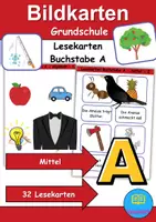 Vorschau - Spiele - Lesekarten/Bildkarten Buchstabe A mittelschwer - DaZ/DaF, Deutsch (Grundschule) - Deckblatt